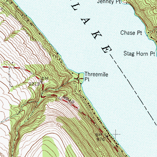 Topographic Map of Threemile Point, NY