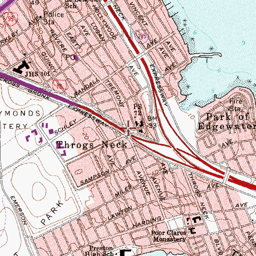 Topographic Map of Throgs Neck, NY