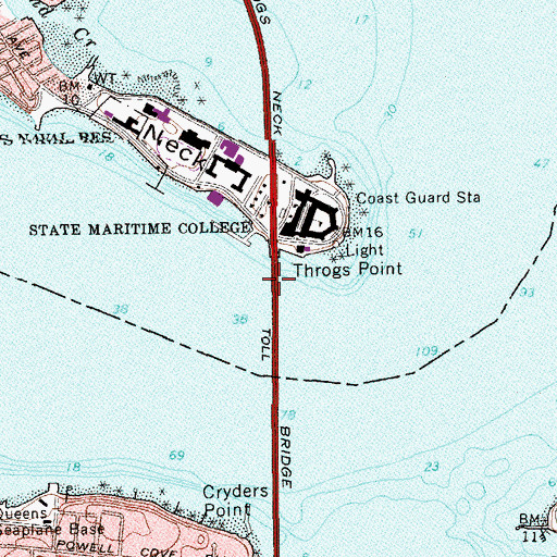 Topographic Map of Throgs Neck Bridge, NY