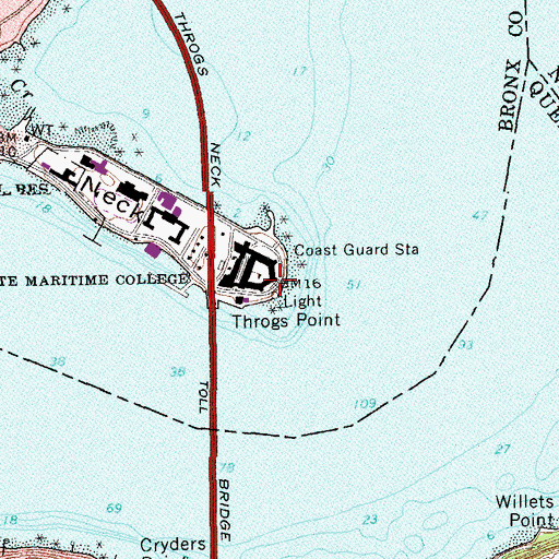 Topographic Map of Throgs Point, NY