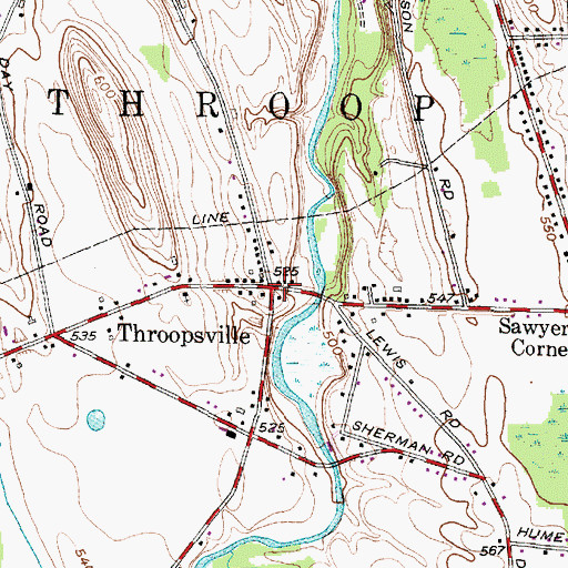 Topographic Map of Throopsville, NY