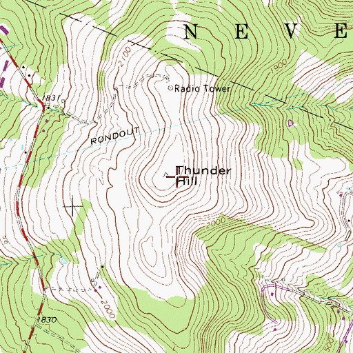 Topographic Map of Thunder Hill, NY