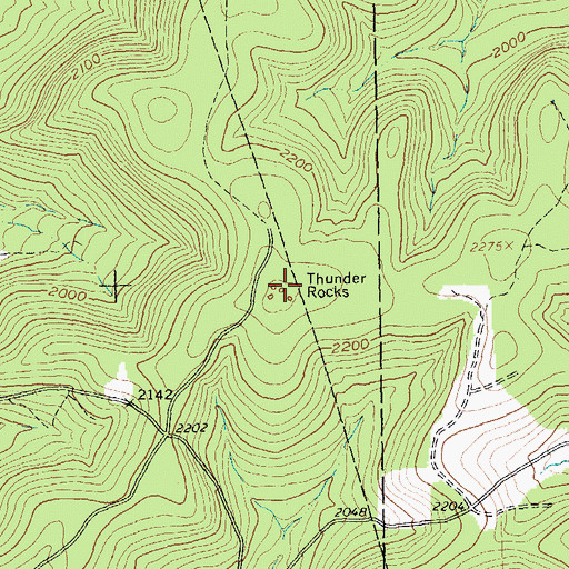 Topographic Map of Thunder Rocks, NY