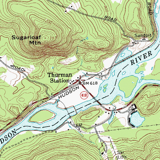 Topographic Map of Thurman Station, NY