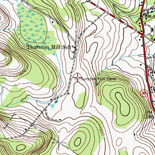 Topographic Map of Thurston Hill Cemetery, NY