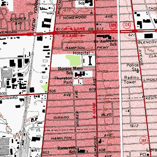 Topographic Map of Thurston Park, NY