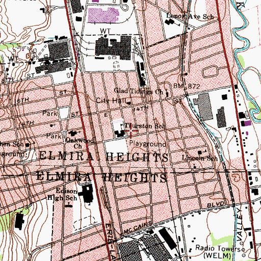 Topographic Map of Thurston School (historical), NY