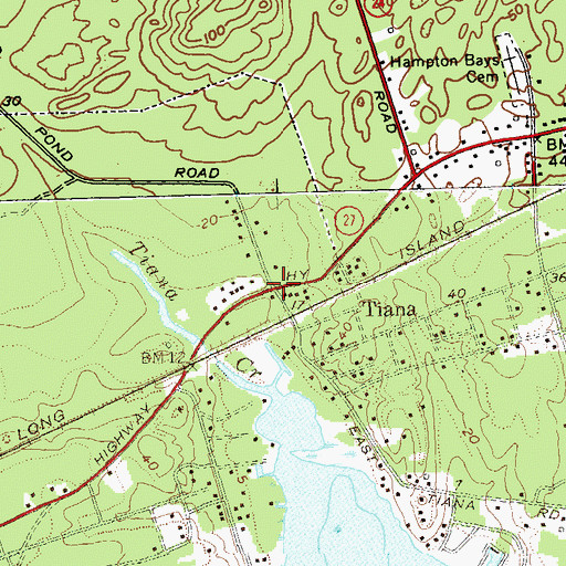 Topographic Map of Tiana, NY