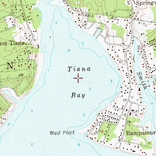 Topographic Map of Tiana Bay, NY