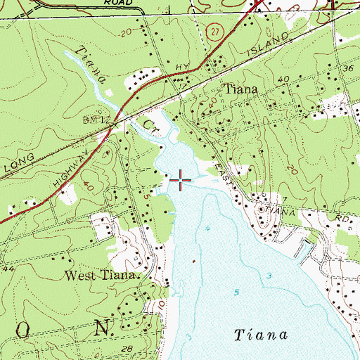 Topographic Map of Tiana Creek, NY