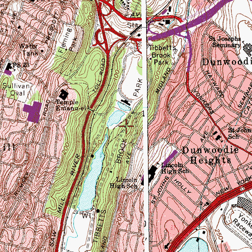 Topographic Map of Tibbetts Brook Park, NY
