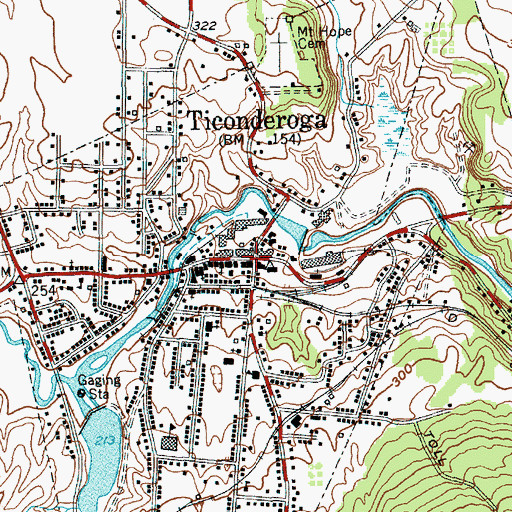 Topographic Map of Ticonderoga, NY