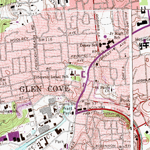 Topographic Map of Tifereth Israel School, NY