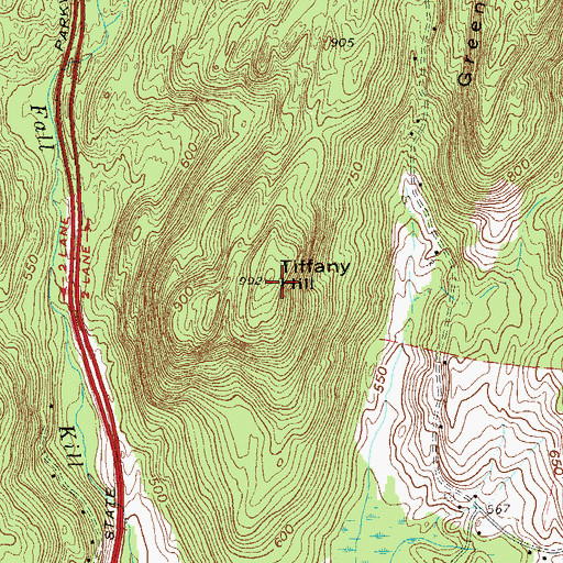 Topographic Map of Tiffany Hill, NY