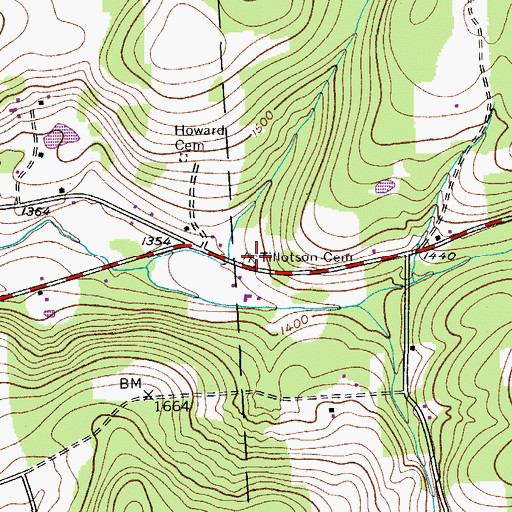 Topographic Map of Tillotson Cemetery, NY