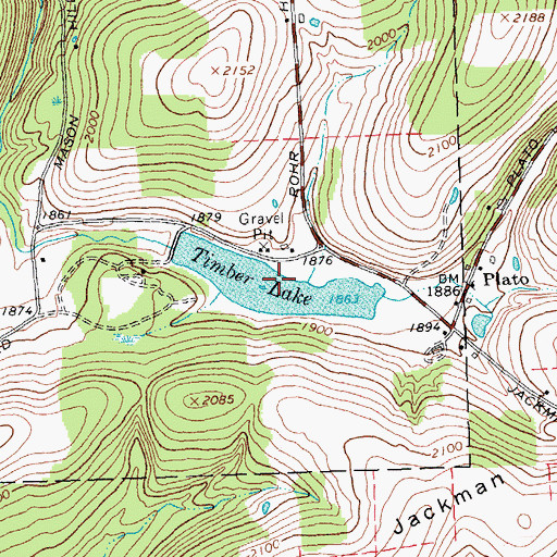 Topographic Map of Timber Lake, NY