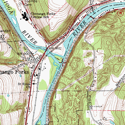 Topographic Map of Tioughnioga River, NY