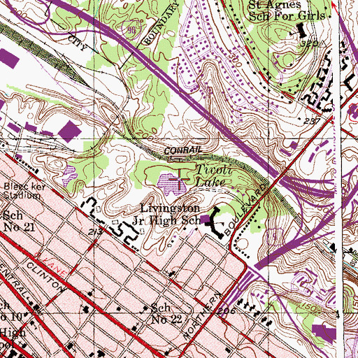 Topographic Map of Tivoli Lake, NY