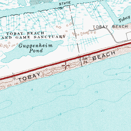 Topographic Map of Tobay Beach, NY