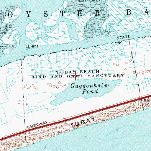 Topographic Map of Tobay Beach Bird and Game Sanctuary, NY