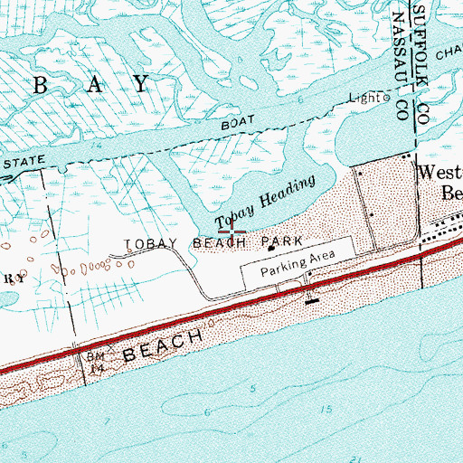 Topographic Map of Tobay Beach Park, NY