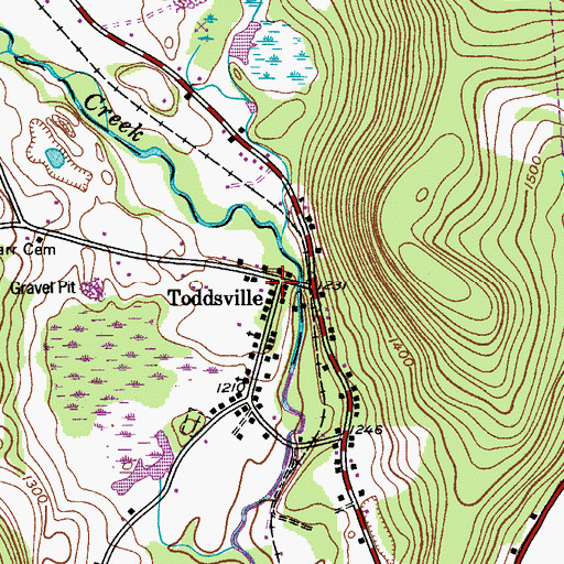 Topographic Map of Toddsville, NY