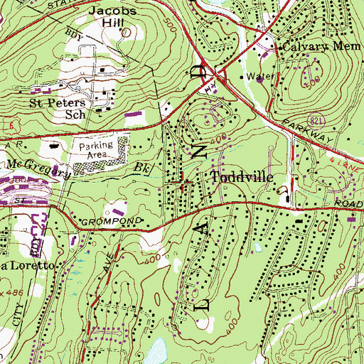 Topographic Map of Toddville, NY