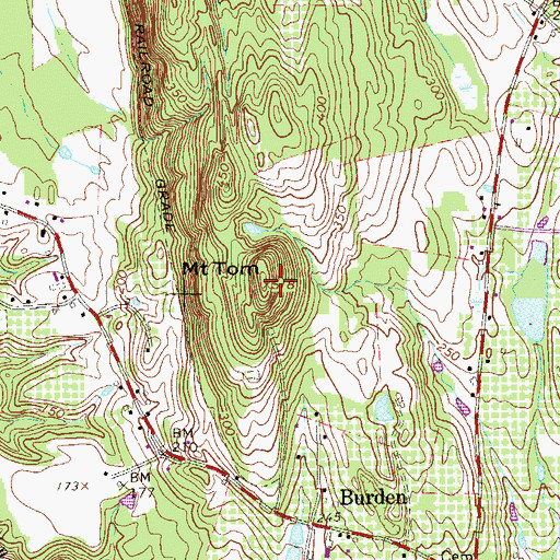 Topographic Map of Mount Tom, NY