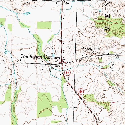 Topographic Map of Tomlinson Corners, NY