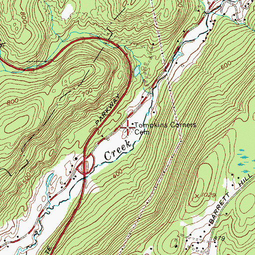 Topographic Map of Tompkins Corners Cemetery, NY