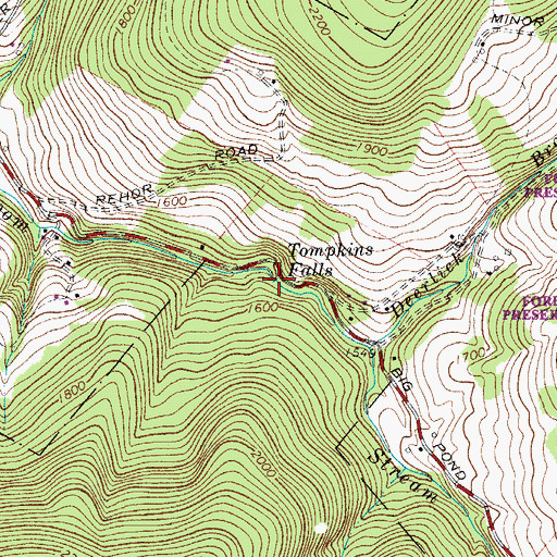 Topographic Map of Tompkins Falls, NY