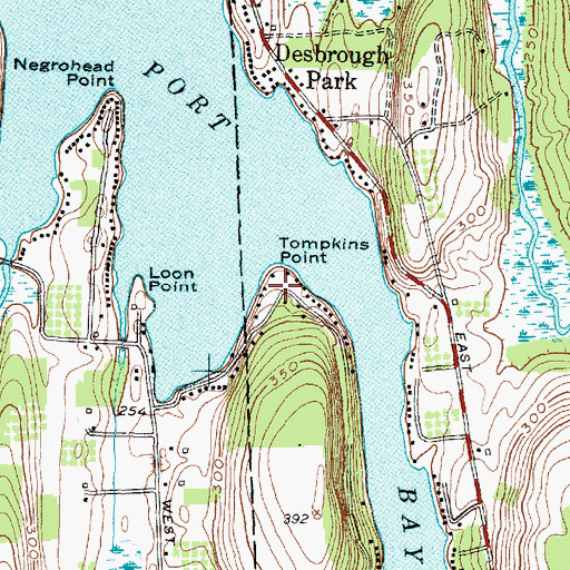 Topographic Map of Tompkins Point, NY