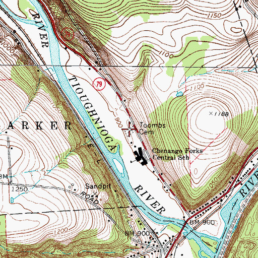 Topographic Map of Toombs Cemetery, NY