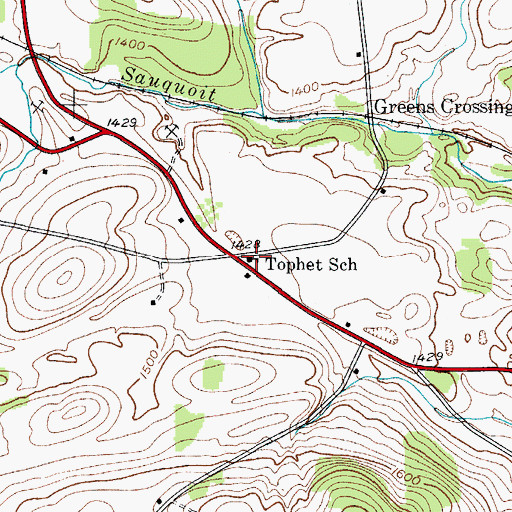 Topographic Map of Tophet School, NY