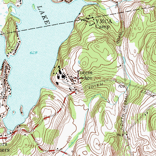 Topographic Map of Totem Lodge, NY