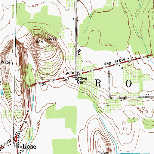 Topographic Map of Ellinwood Cemetery, NY