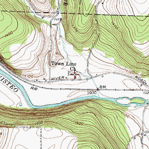 Topographic Map of Town Line Church, NY