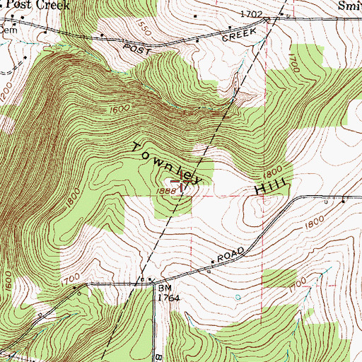 Topographic Map of Townley Hill, NY