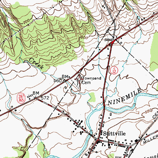Topographic Map of Townsend Cemetery, NY