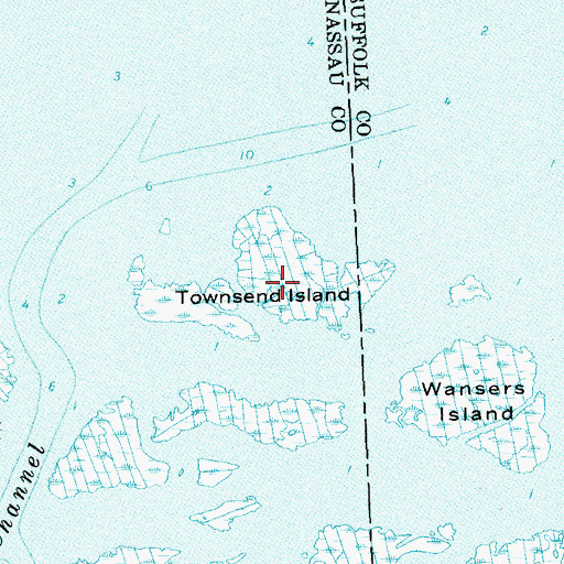 Topographic Map of Townsend Island, NY