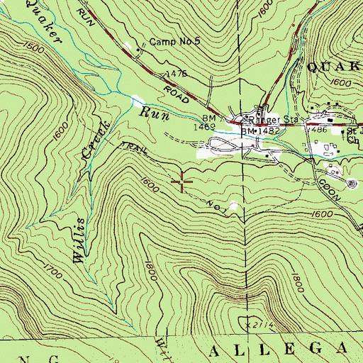 Topographic Map of Trail Number 1, NY