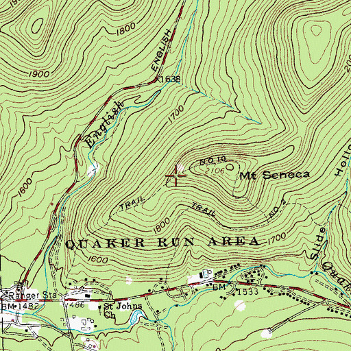 Topographic Map of Trail Number 10, NY