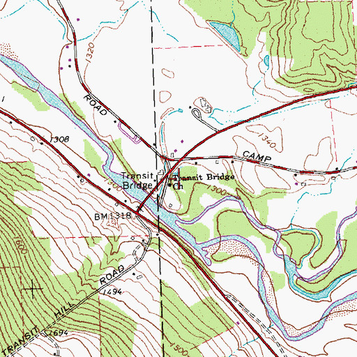 Topographic Map of Transit Bridge Church, NY
