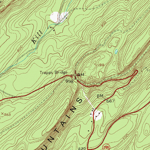 Topographic Map of Trapps Bridge, NY