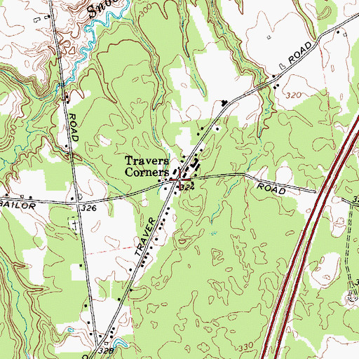 Topographic Map of Travers Corners, NY