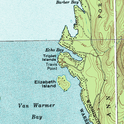 Topographic Map of Travis Point, NY