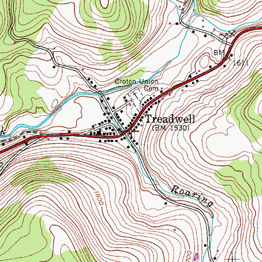Topographic Map of Treadwell, NY