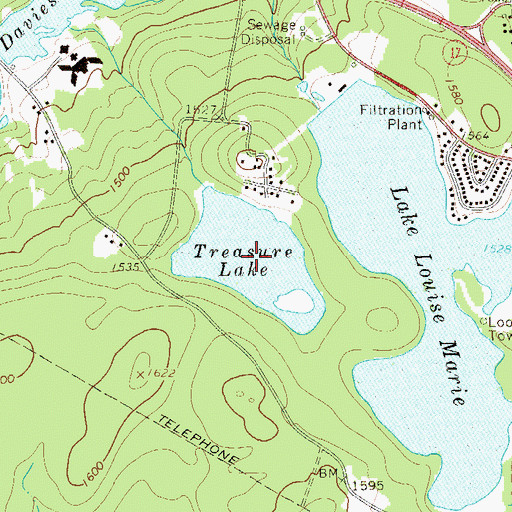 Topographic Map of Treasure Lake, NY