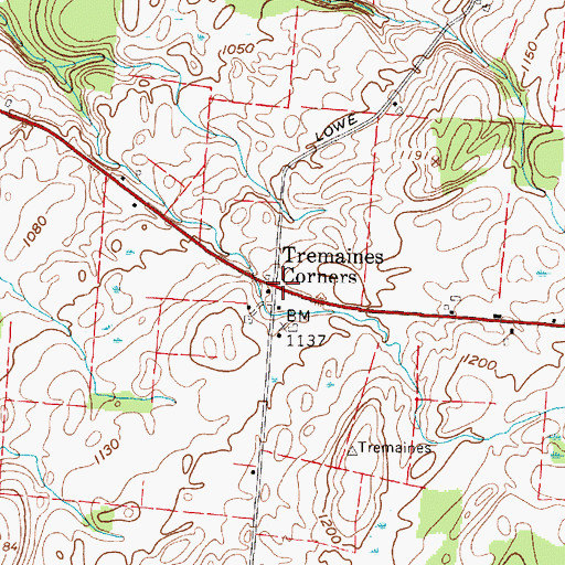 Topographic Map of Tremaines Corners, NY