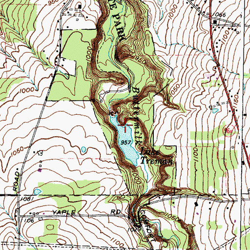 Topographic Map of Lake Treman, NY